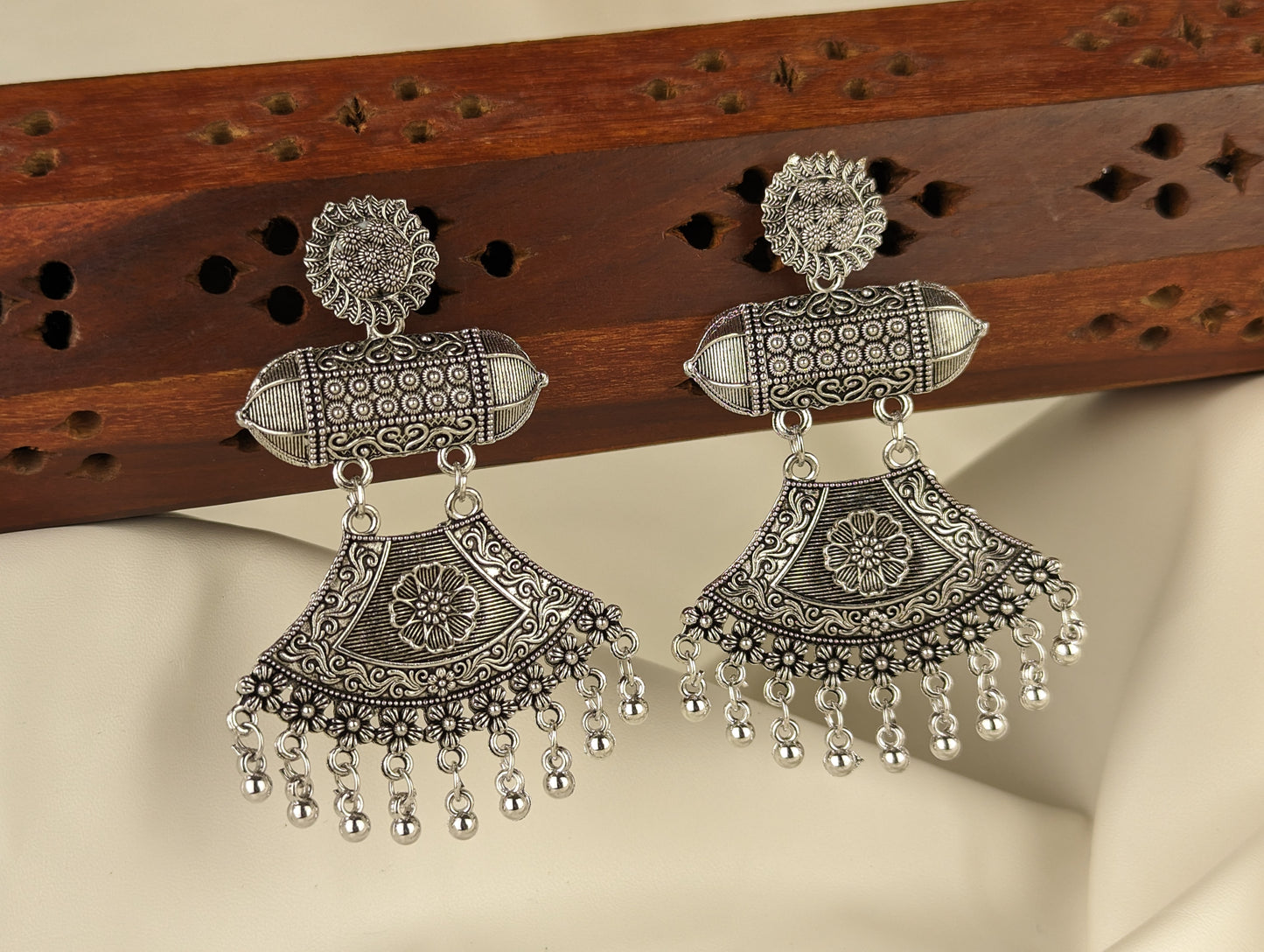 Oxidized Flat Earrings