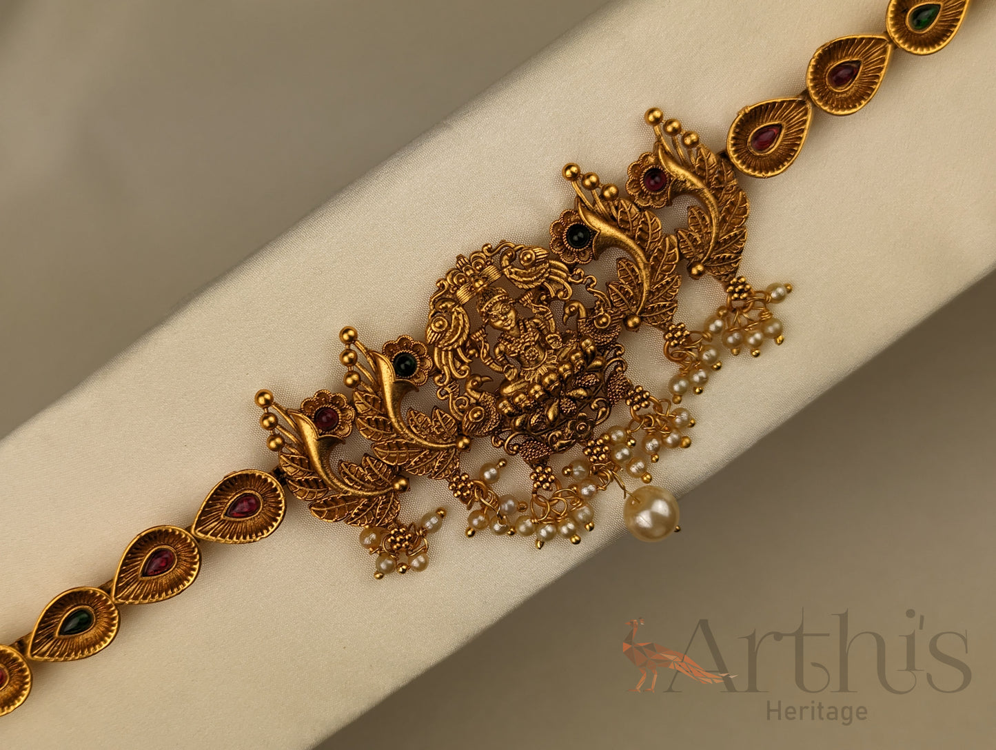 Goddess Lakshmi Motif Antique Gold Finish Hip Chain