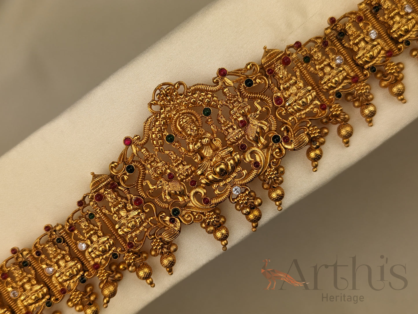 Goddess Lakshmi Motif Gold Finish Hip Chain