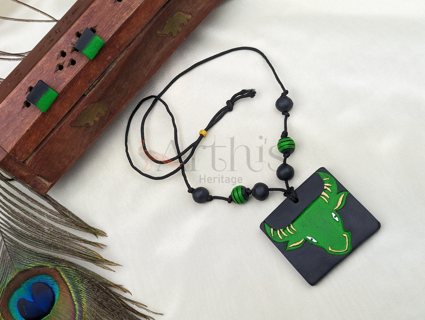 Taurus Zodiac Sign Terracotta Necklace & Earrings Set