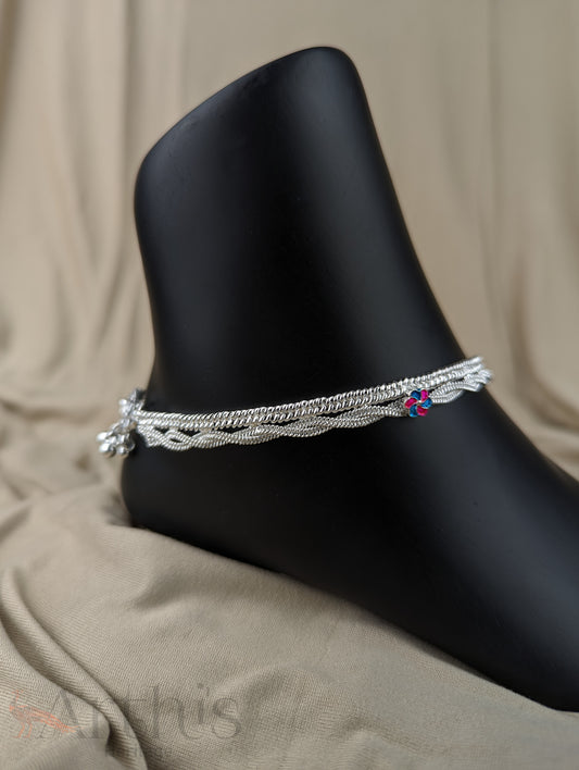 Layered Silver Anklets