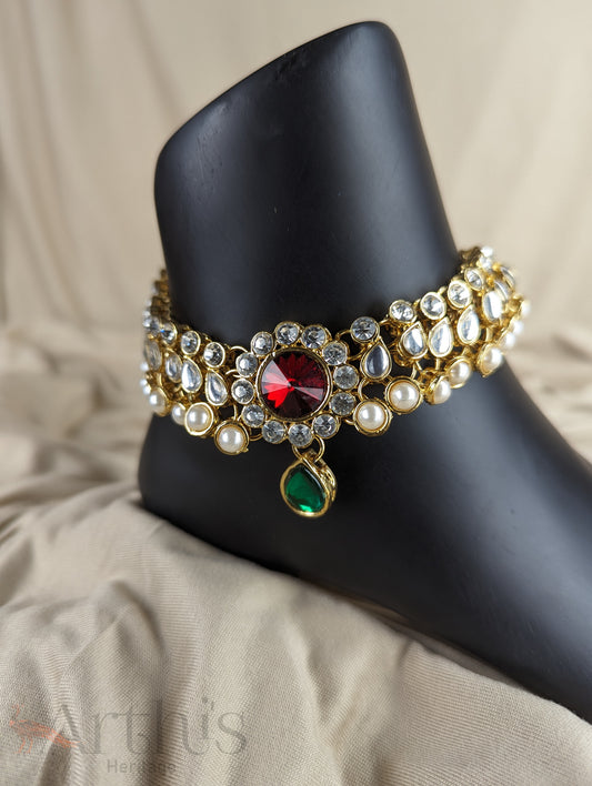 Kundan Stones Anklets