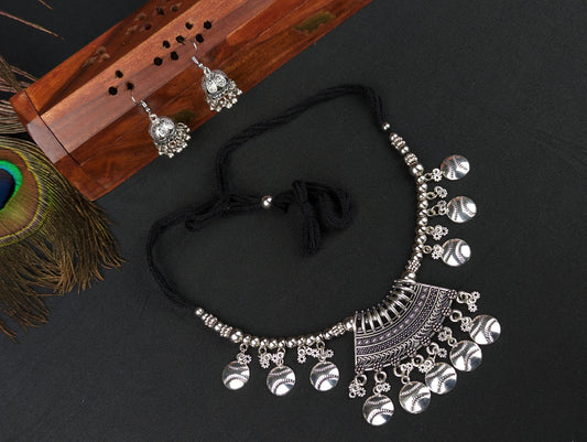 Oxidized Choker Necklace and Jhumka Earrings Set