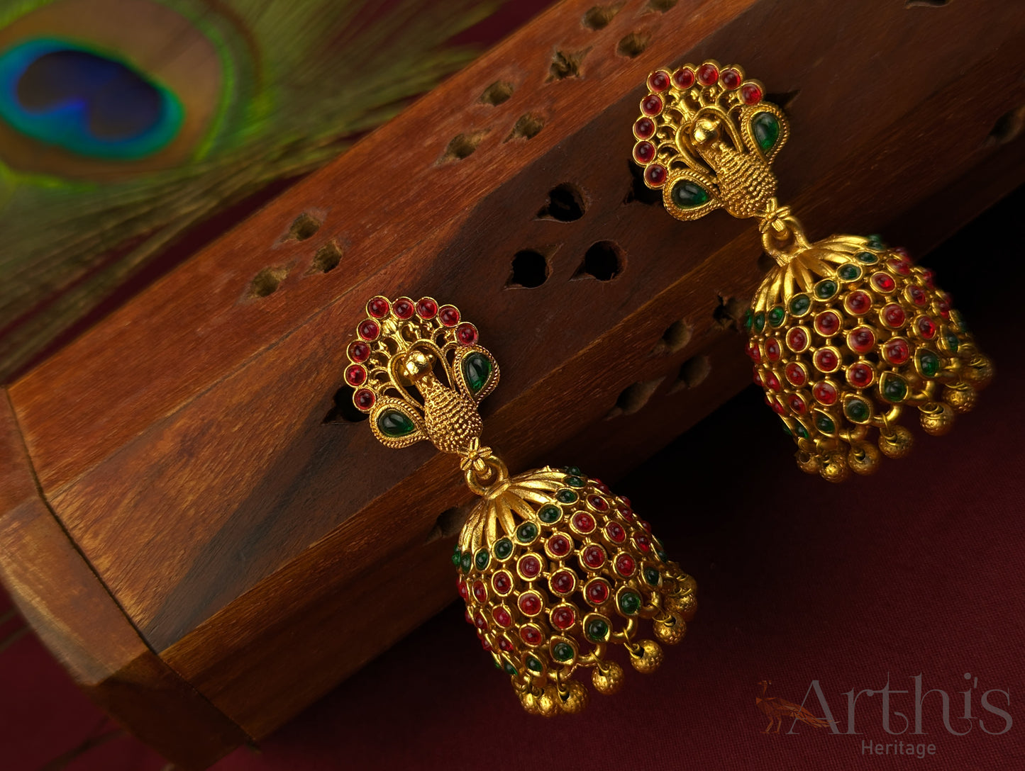 Antique Gold Finish Jhumka Earrings Set