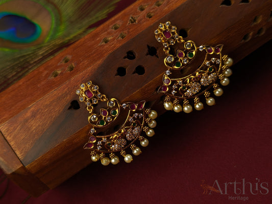 Antique Gold Finish Flat Earrings Set