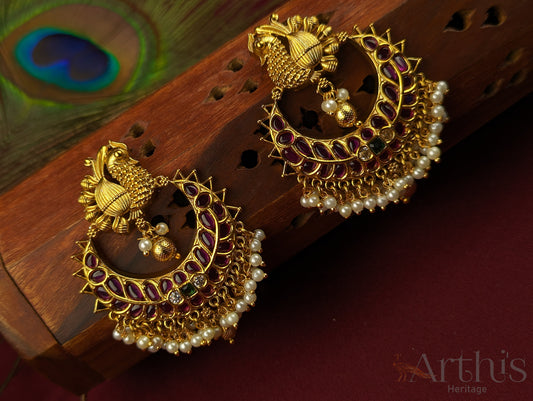 Antique Gold Finish Chandbali Earrings Set