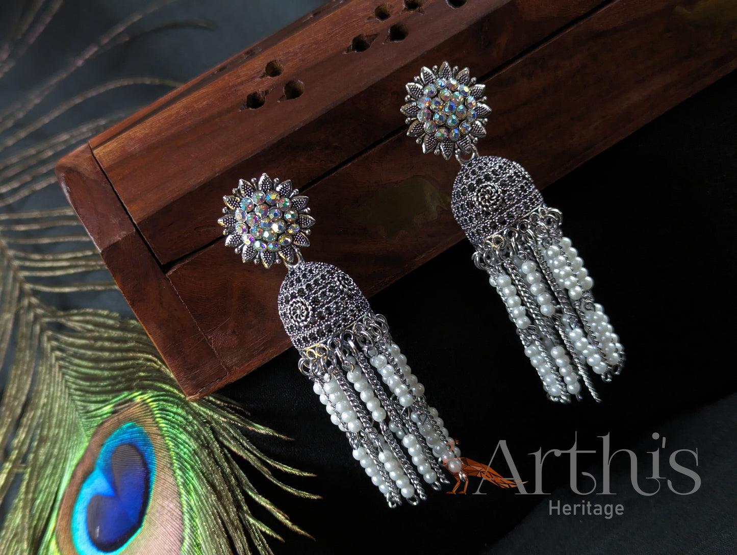 Oxidized Jhumka Earrings