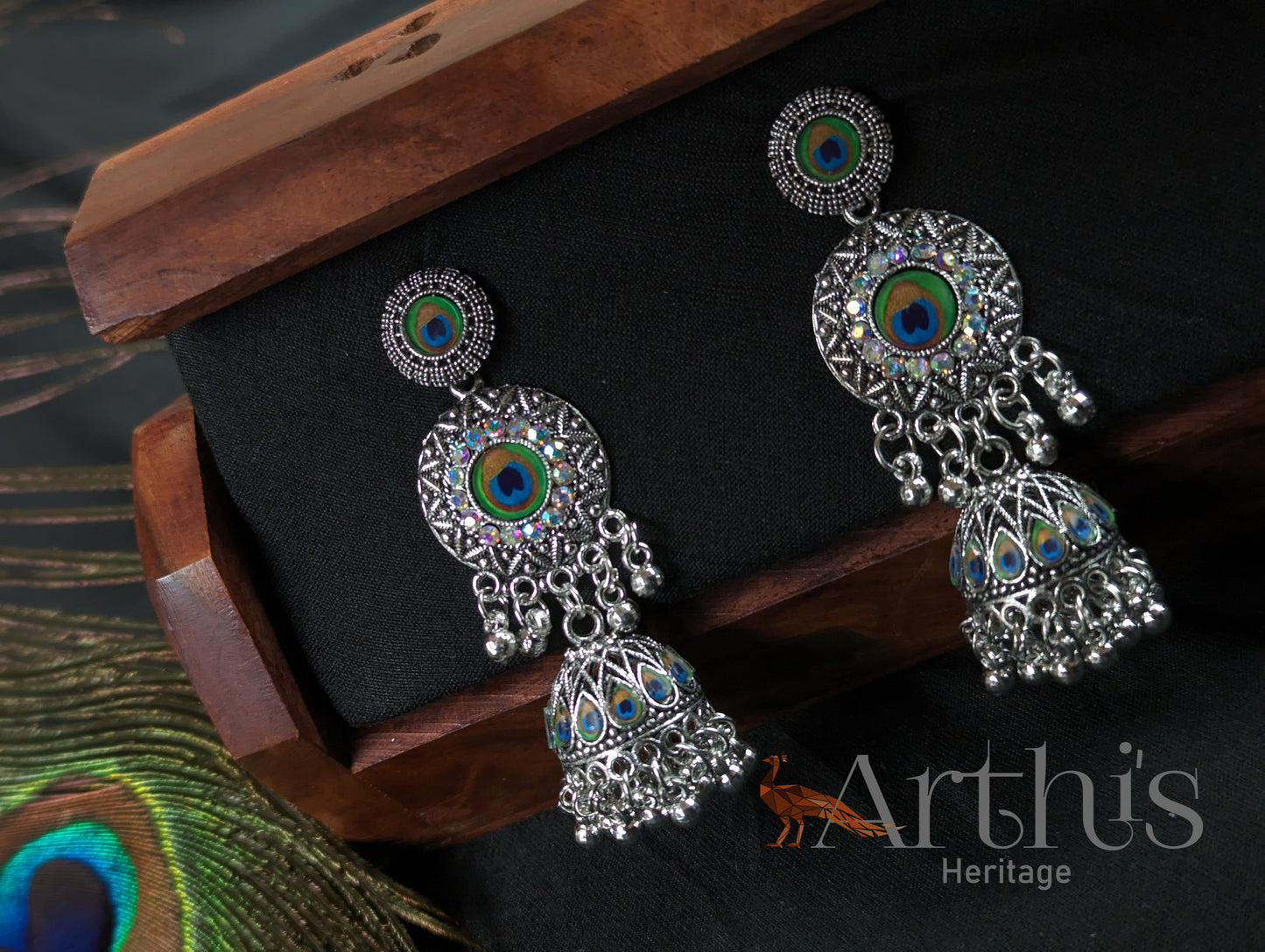 Oxidized Layered Jhumka Earrings