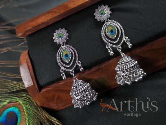 Oxidized Layered Jhumka Earrings