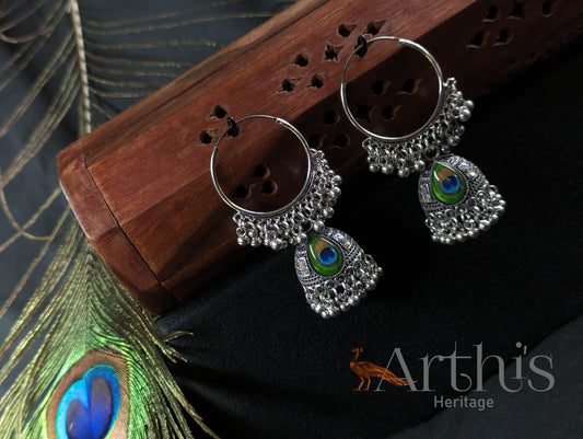 Oxidized Hoop Jhumka Earrings