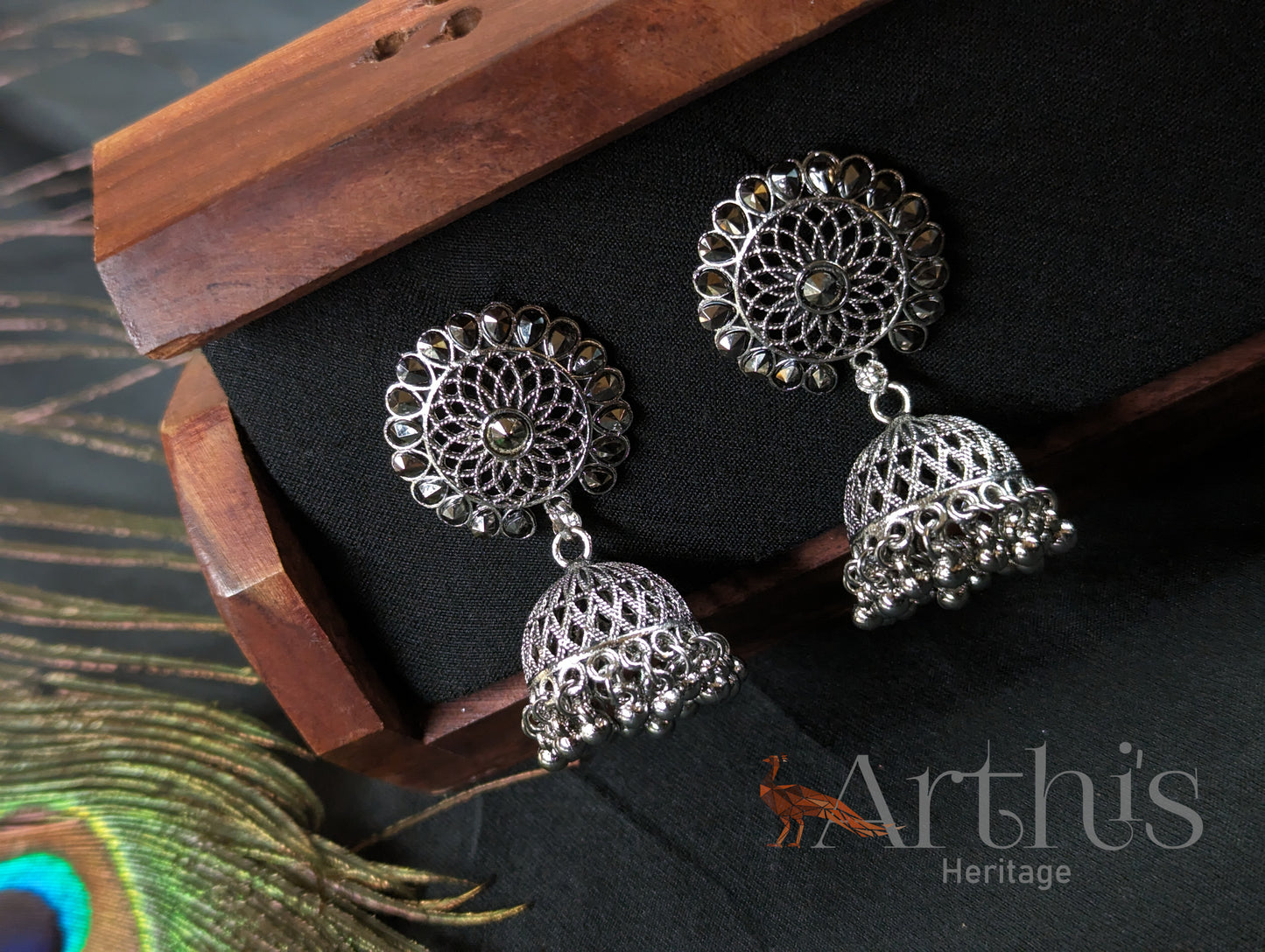 Oxidized Jhumka Earrings