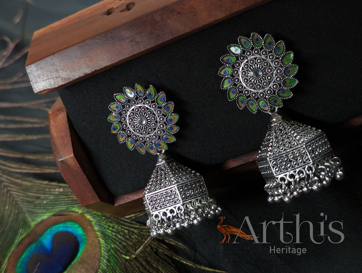 Oxidized Jhumka Earrings