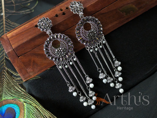 Oxidized Layered Jhumka Earrings