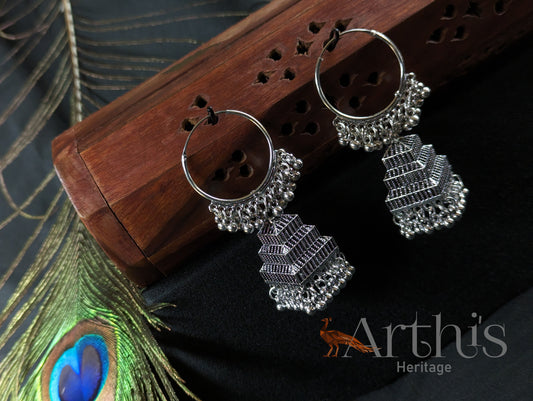 Oxidized Hoop Jhumka Earrings