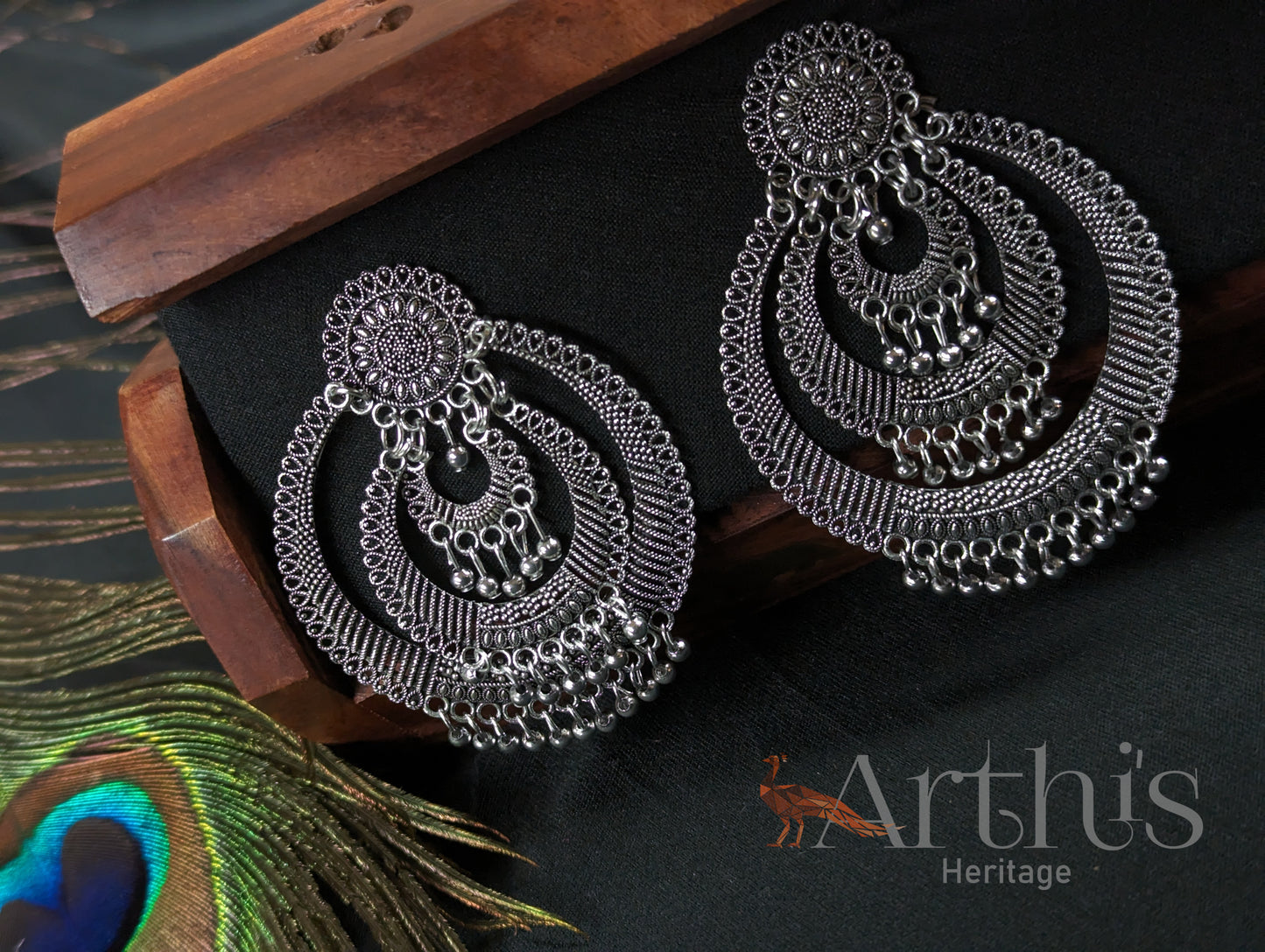 Oxidized Flat Earrings