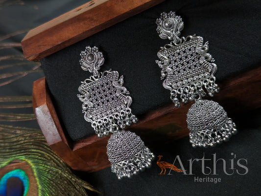 Oxidized Layered Jhumka Earrings