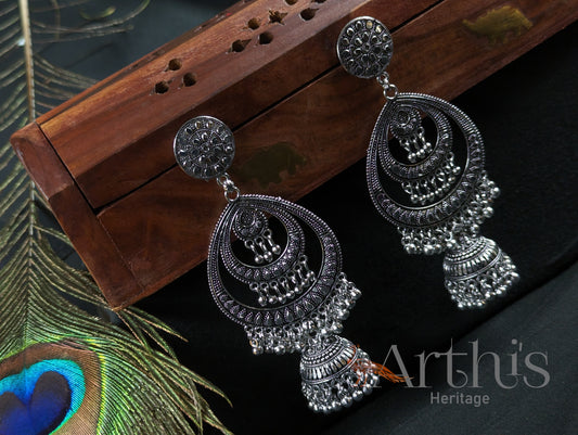 Oxidized Layered Jhumka Earrings