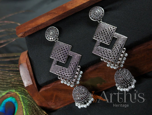 Oxidized Jhumka Earrings