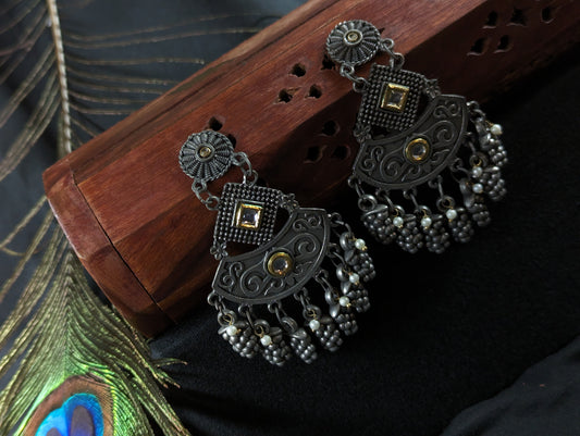 Black oxidized Flat earrings