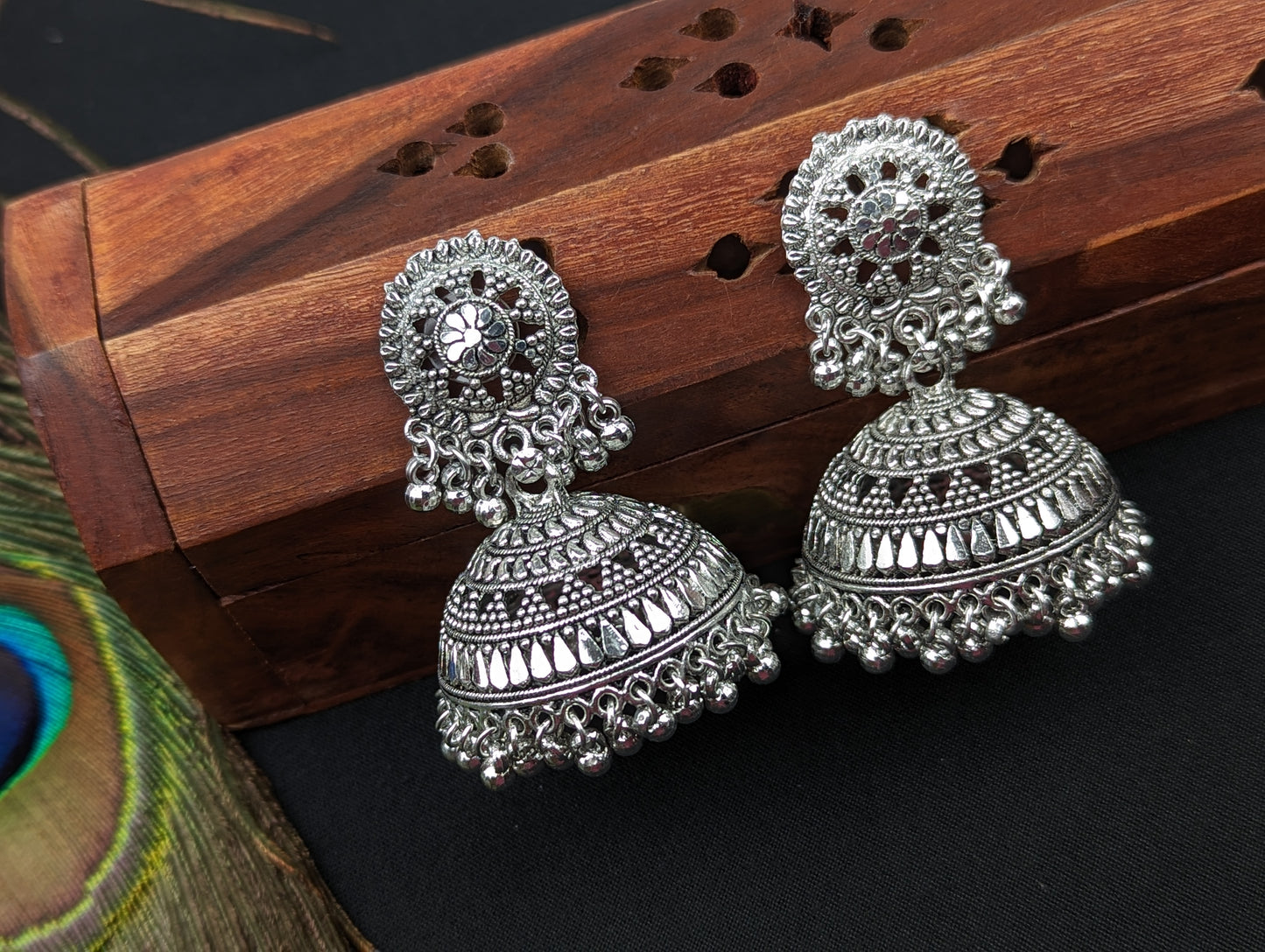 Oxidized Jhumka Earrings