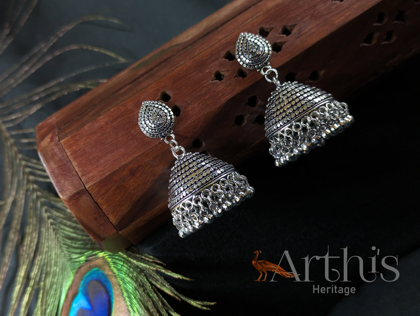 Oxidized Jhumka Earrings