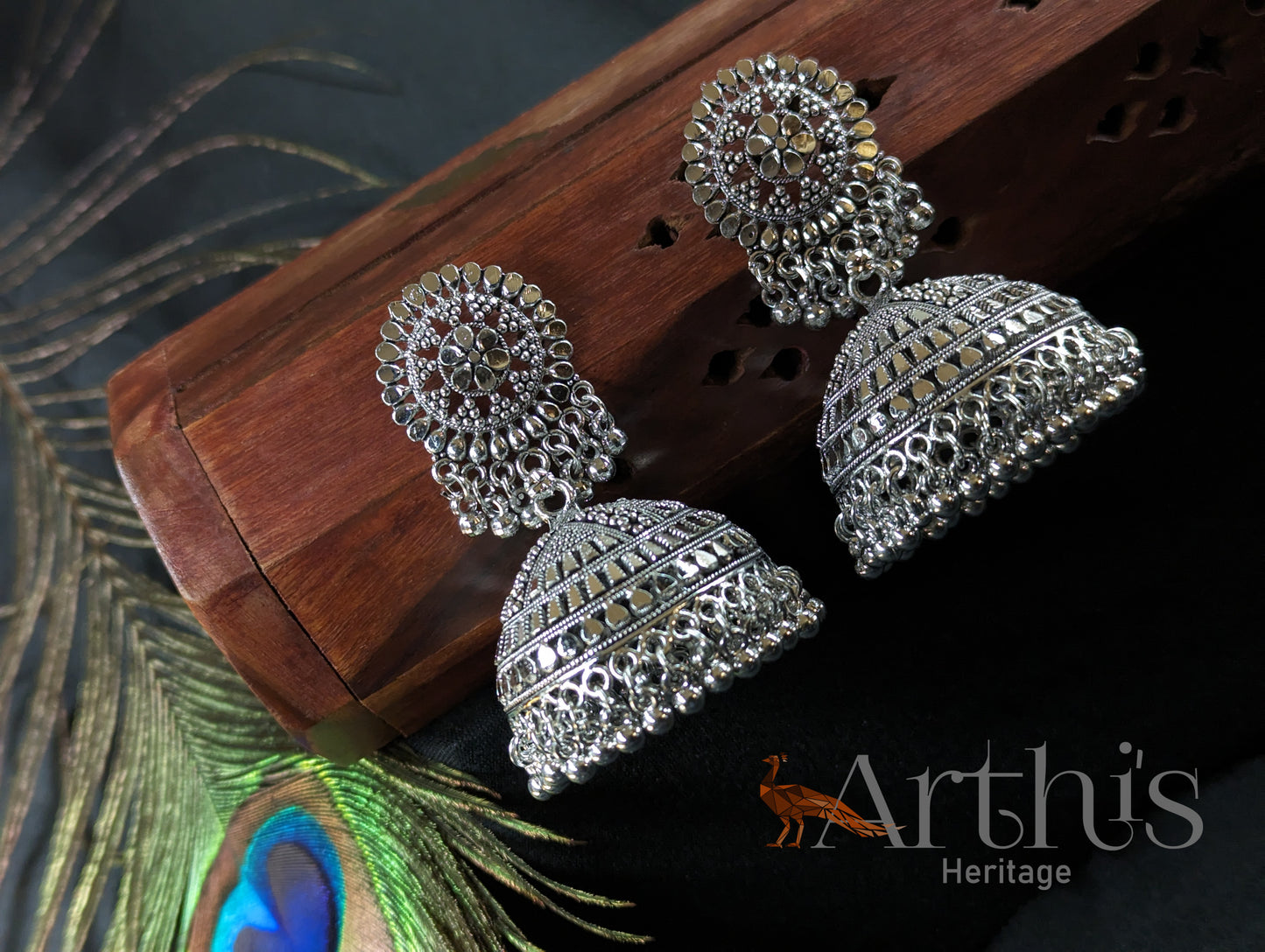 Oxidized Jhumka Earrings