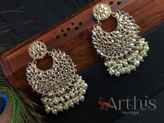 Flat Kundan Stone Earrings Set