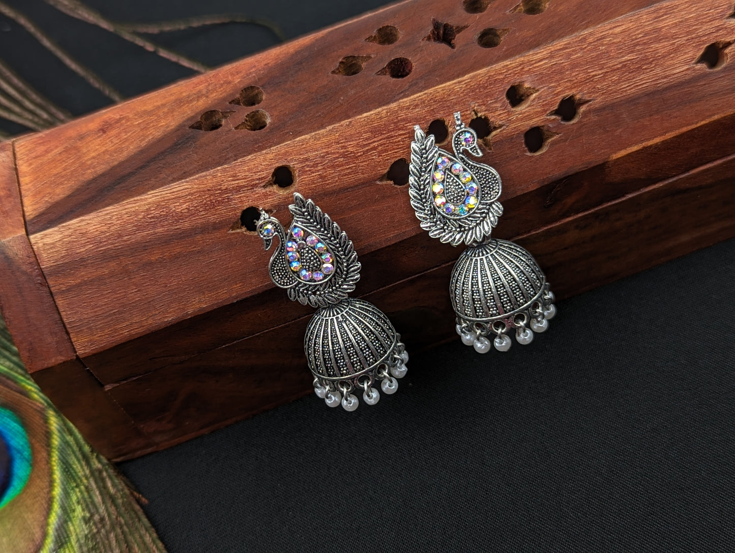 Oxidized Jhumka Earrings