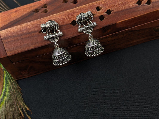 Oxidized Jhumka Earrings