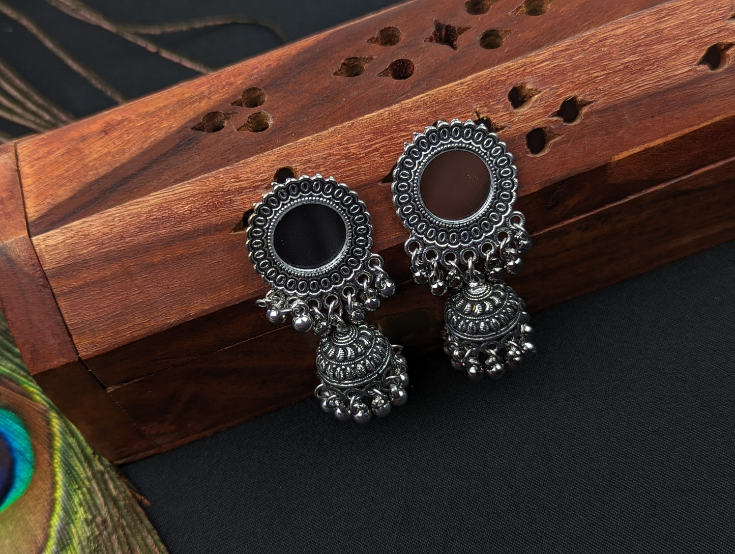 Oxidized Jhumka Earrings