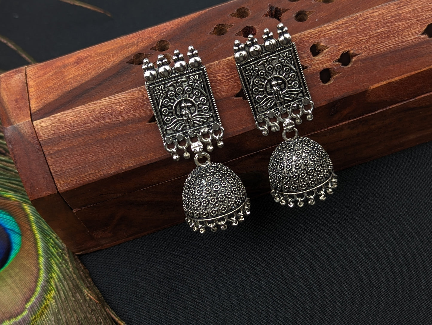 Oxidized Jhumka Earrings