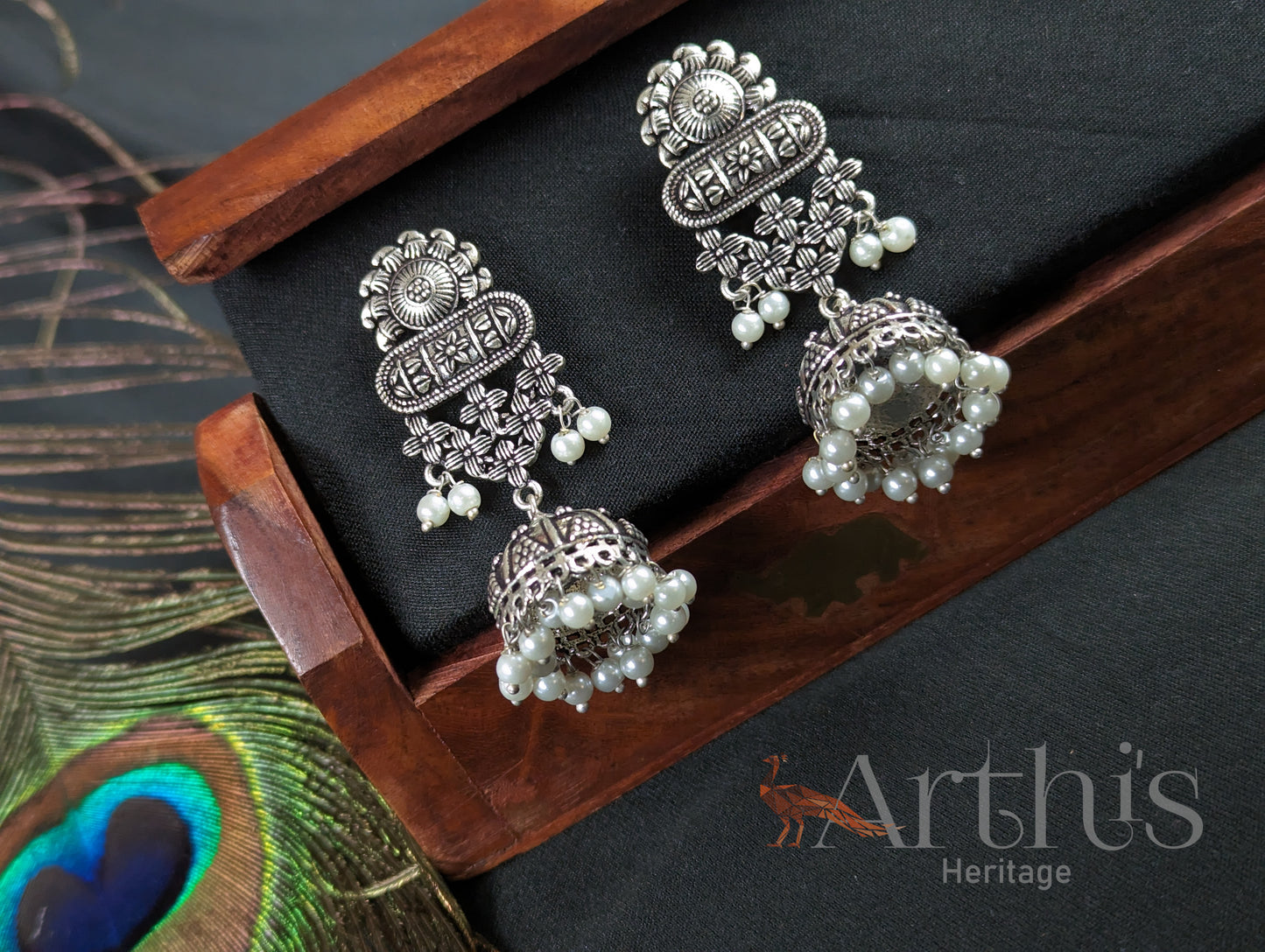 German Silver Jhumka Earrings Set