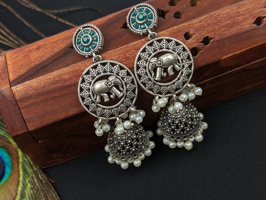 German Silver Jhumka earrings Set