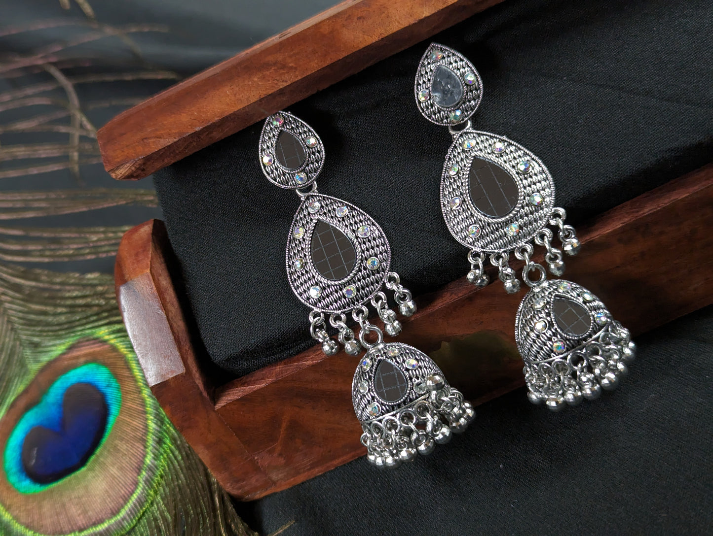 Oxidized Layered Jhumka earrings