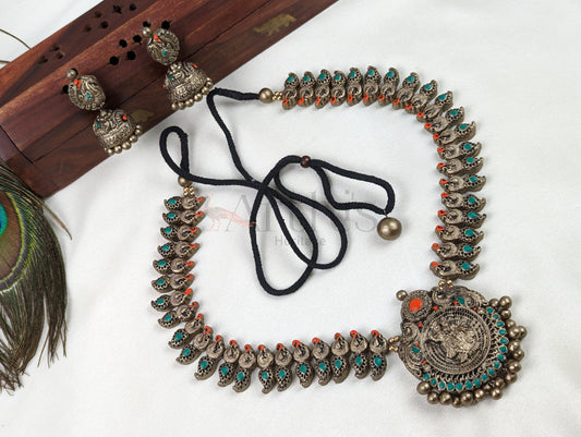 Radha Krishna Terracotta Necklace & Earrings Set