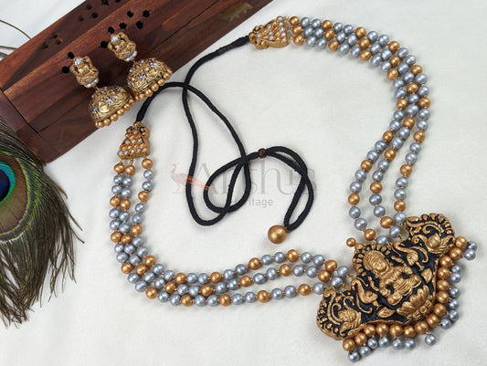 Goddess Lakshmi Terracotta Necklace & Earrings Set