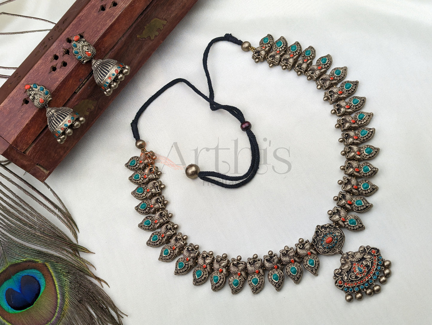 Antique Look Terracotta Necklace & Earrings Set