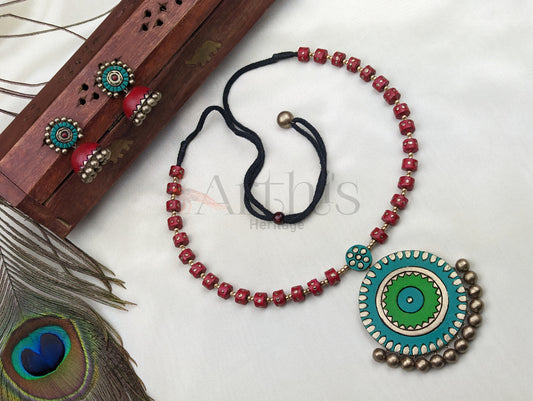 Beaded Terracotta Necklace & Earrings Set