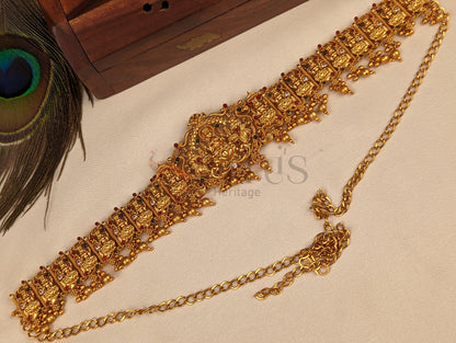 Goddess Lakshmi Motif Gold Finish Hip Chain