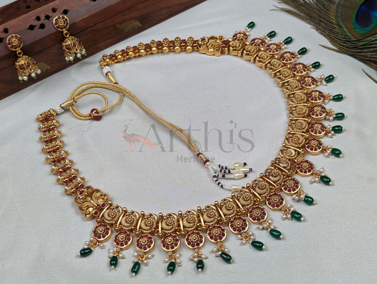 Antique Haram Necklace and Jhumka Earrings Set