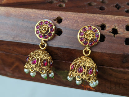 Antique Haram Necklace and Jhumka Earrings Set