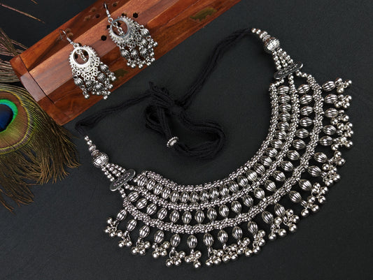 Oxidized Necklace and Earrings