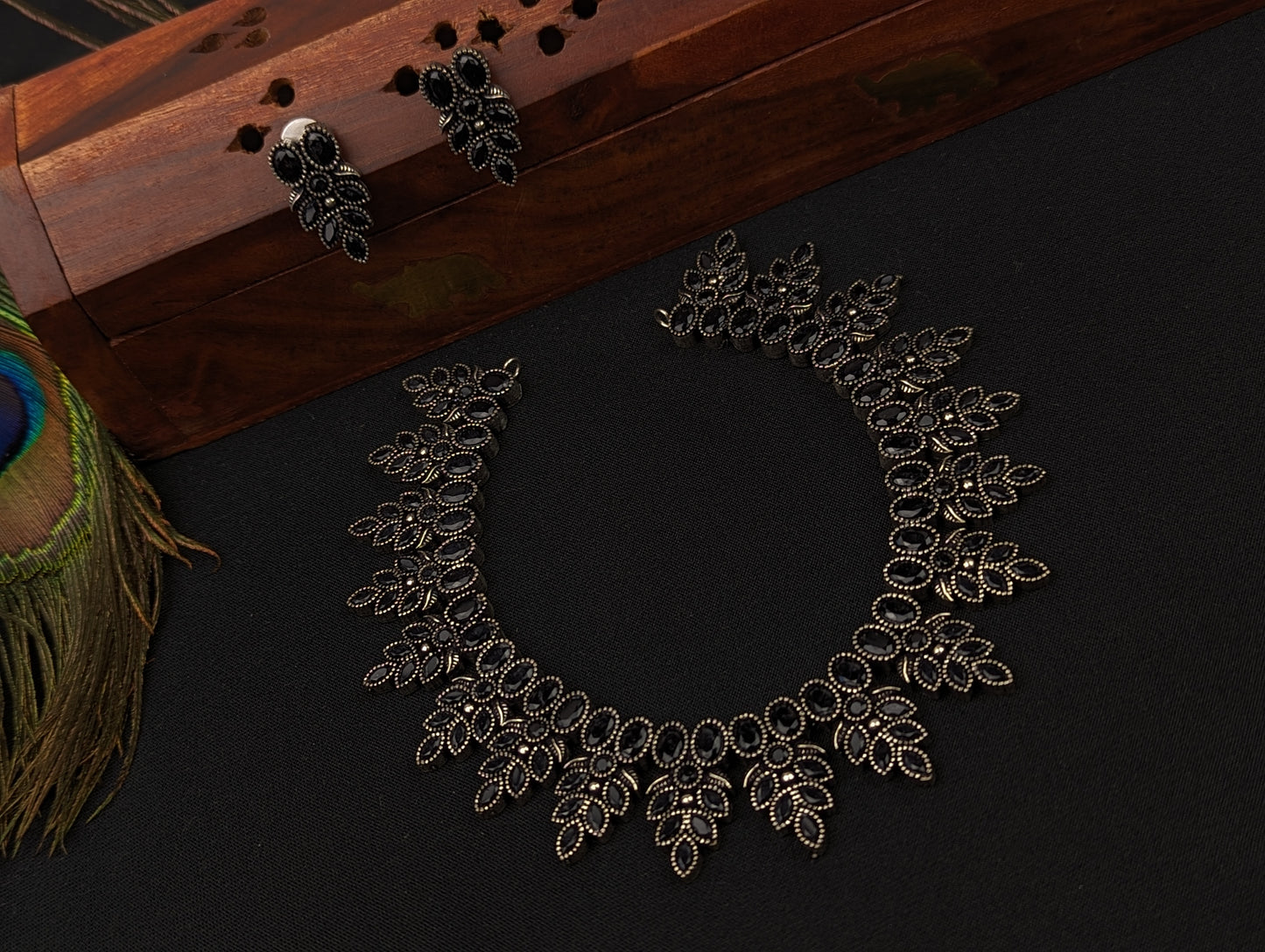 Oxidized Necklace Earrings Set