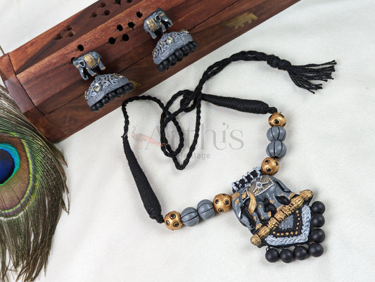 Elephant Terracotta Necklace & Earrings Set