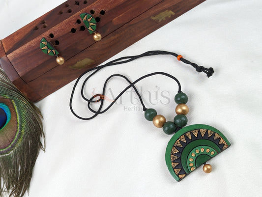 Tribal Art Design Terracotta Necklace & Earrings Set