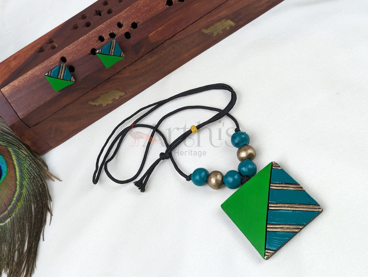 Abstract Shape Terracotta Necklace & Earrings Set