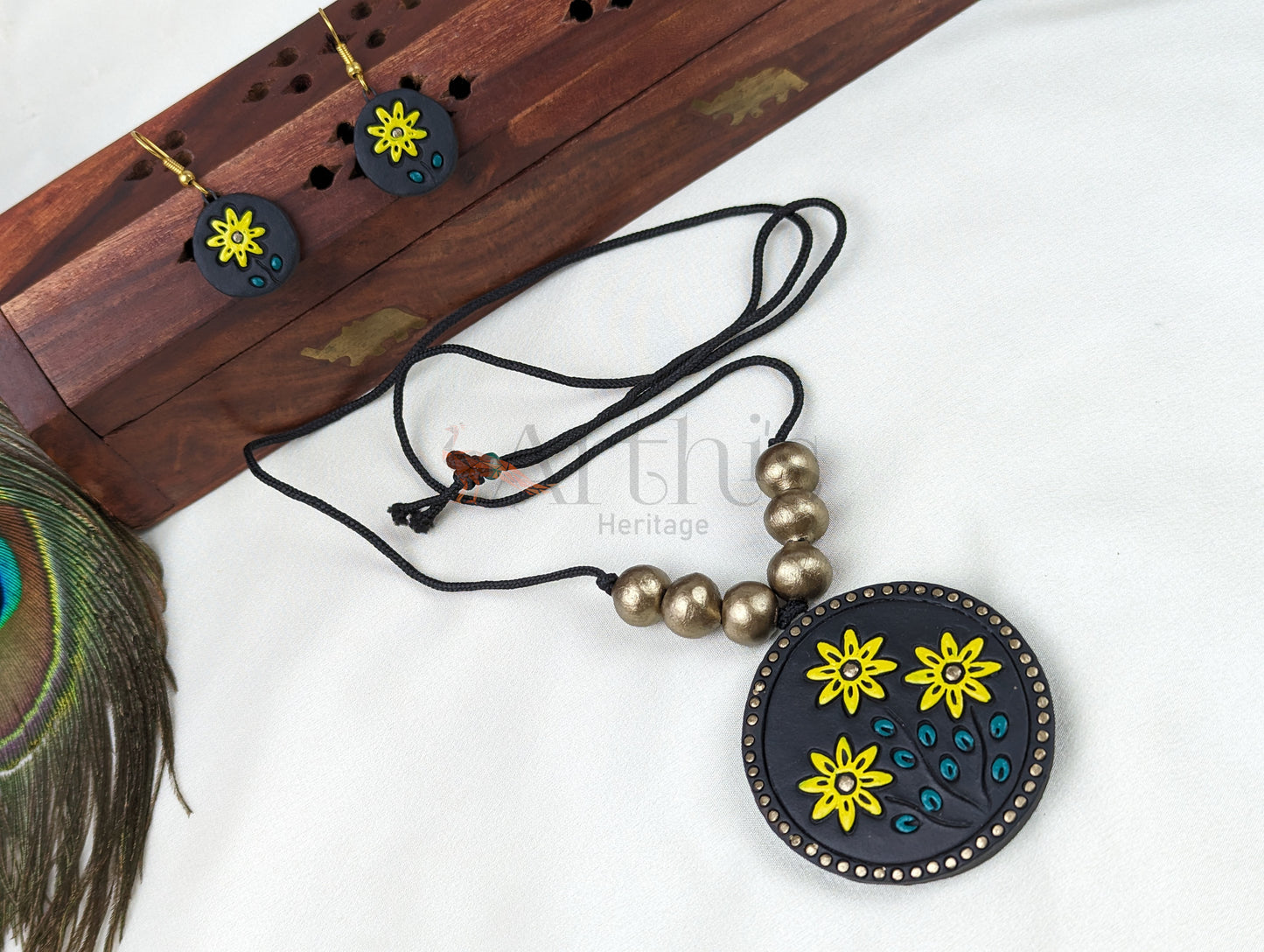 Flower Terracotta Necklace & Earrings Set