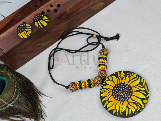 Sunflower Terracotta Necklace & Earrings Set