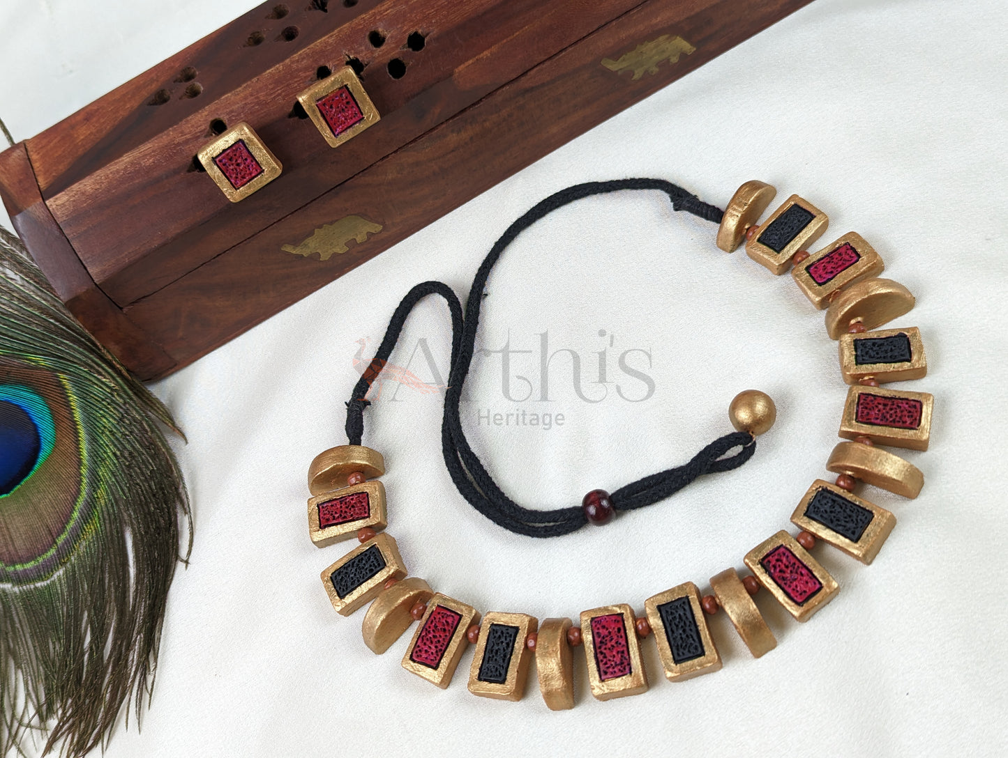 Terracotta Choker Necklace & Earrings Set