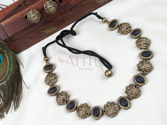 Goddess Lakshmi Motif Terracotta Choker Necklace & Earrings set